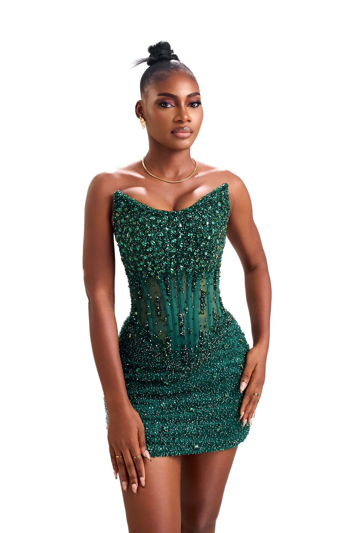 Reign green hand-embellished Atelier mini dress, photo 5 of 9