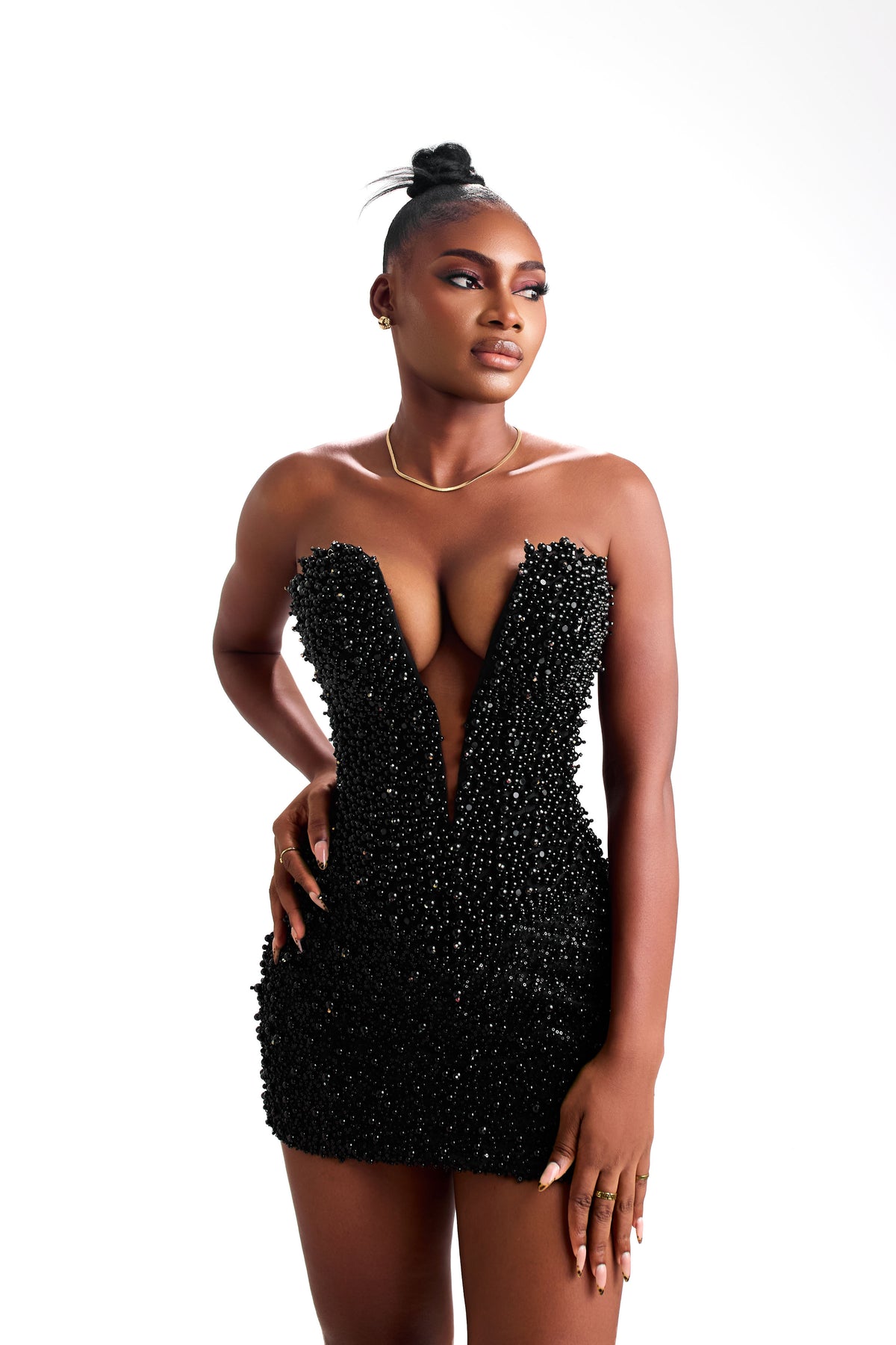 Midnight Muse black hand-embellished Atelier mini dress, photo 5 of 13
