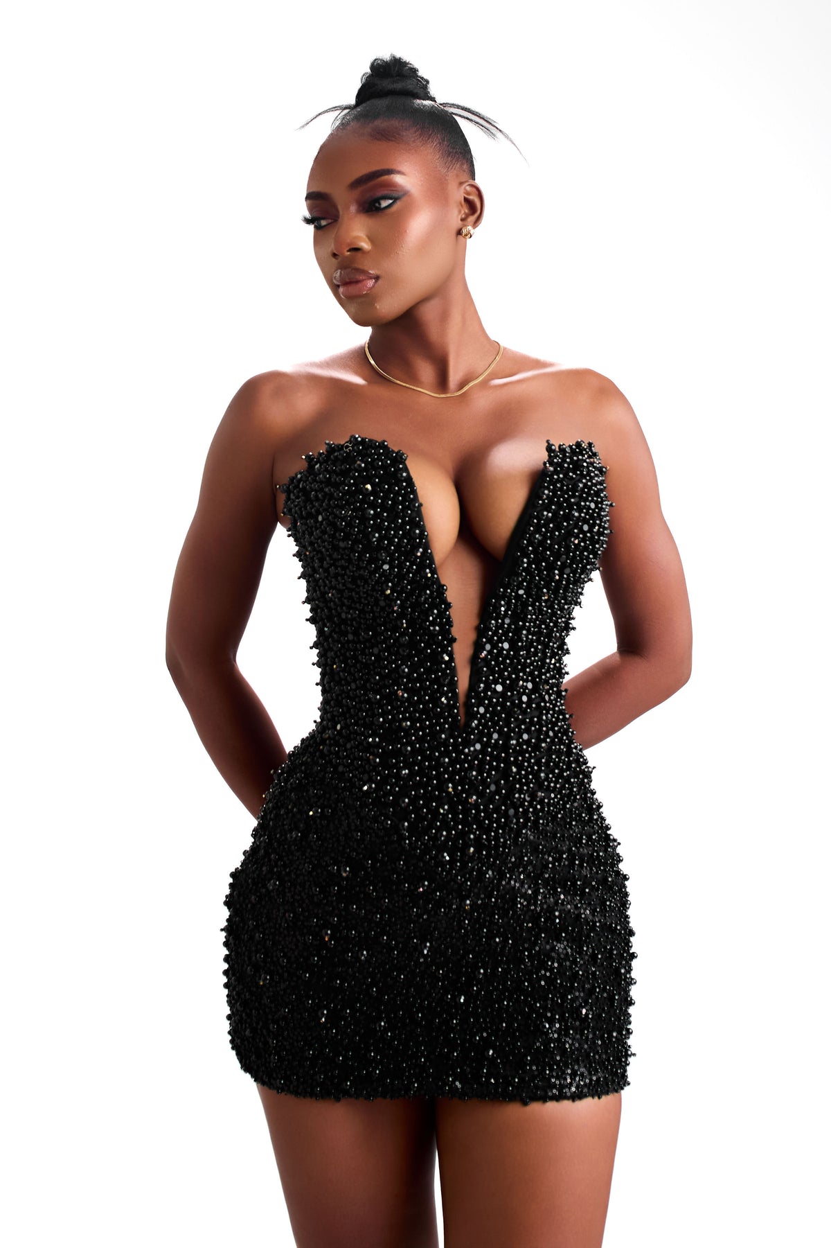 Midnight Muse black hand-embellished Atelier mini dress, photo 6 of 13
