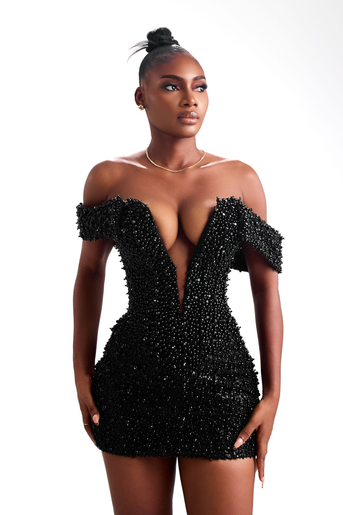Midnight Muse black hand-embellished Atelier mini dress, photo 10 of 13
