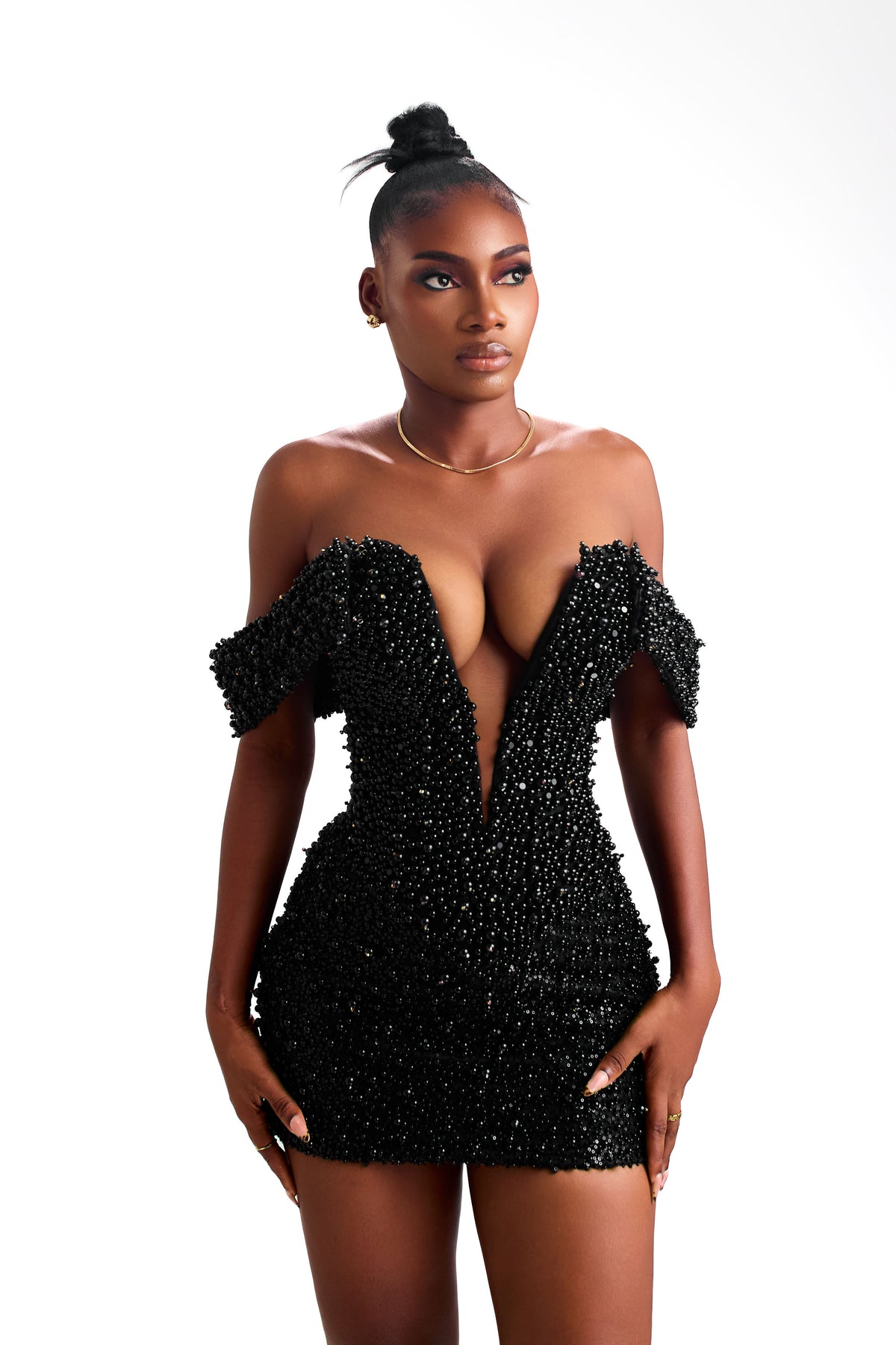 Midnight Muse black hand-embellished Atelier mini dress, photo 12 of 13