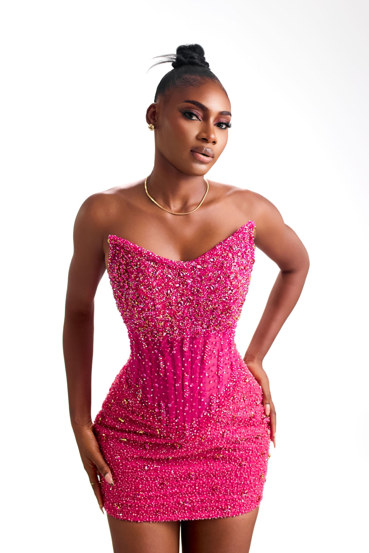 Icon pink hand-embellished Atelier mini dress, photo 5 of 7