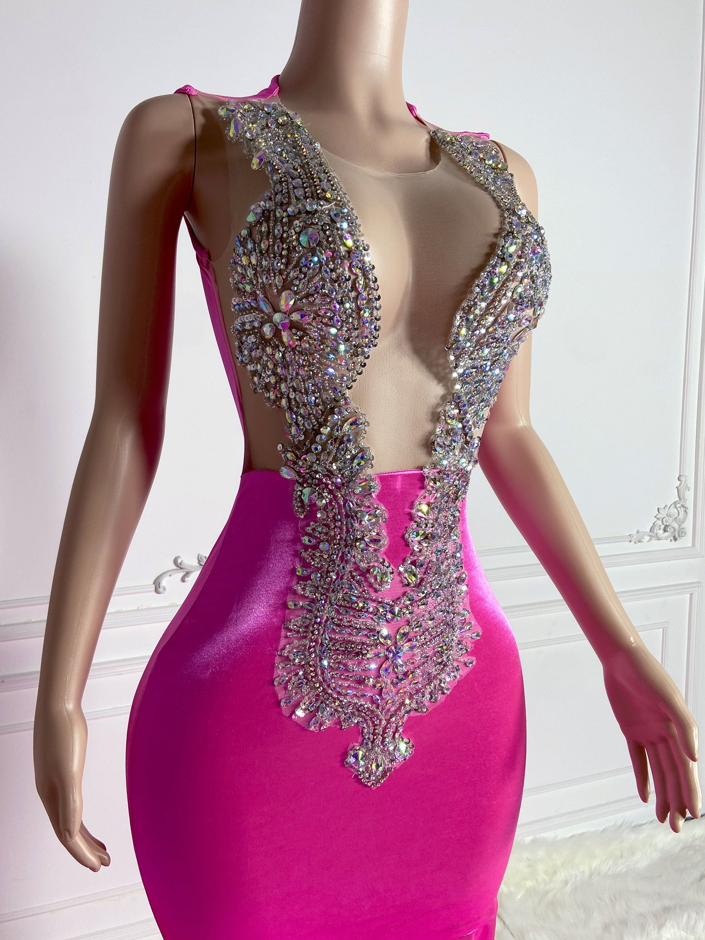 ANIYAH PINK Crystal Rhinestone GOWN