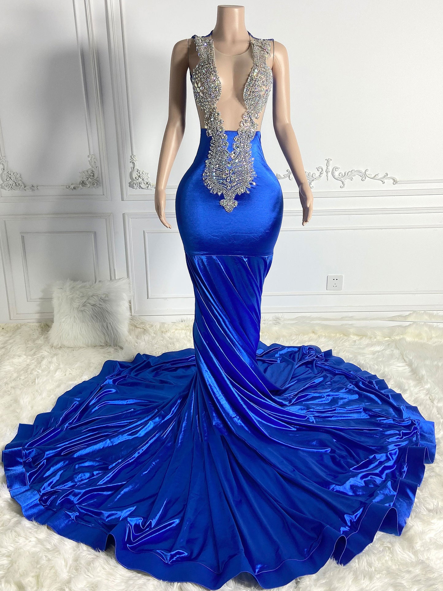 BLUE Crystal Rhinestone GOWN