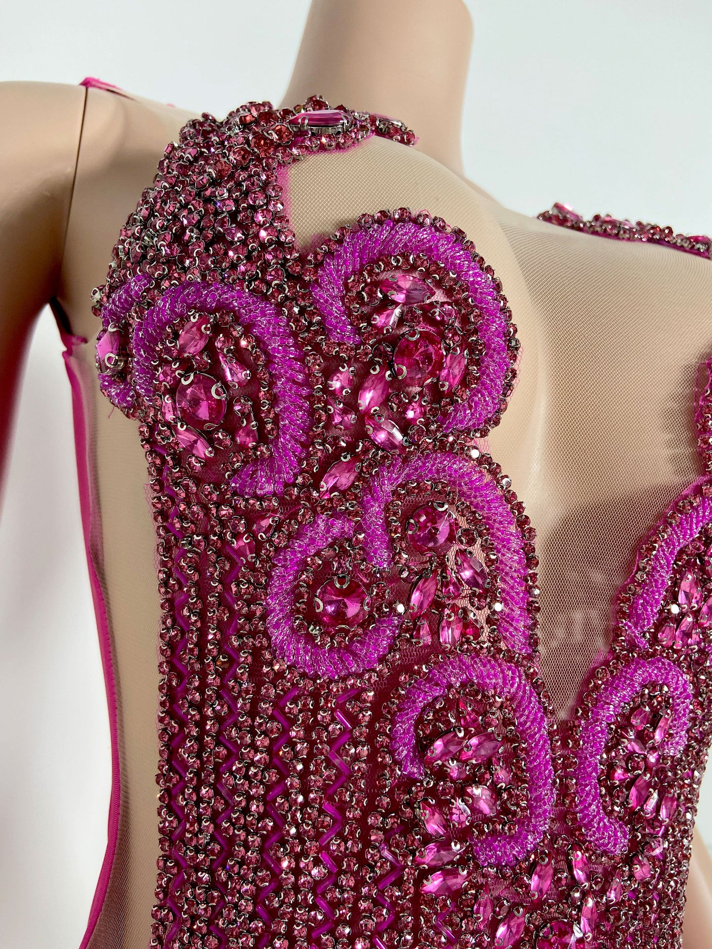 KHALIYAH PINK Crystal Rhinestone Dress