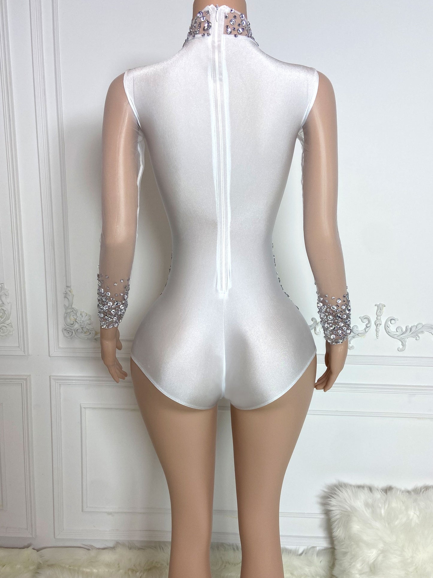 TALIA SILVER Crystal Rhinestone Jumpsuit