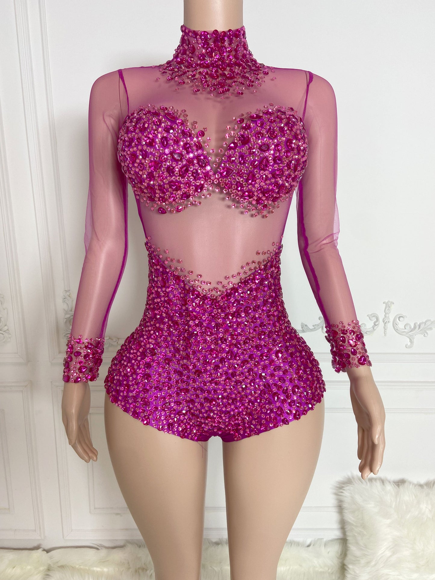 TALIA PINK Crystal Rhinestone Jumpsuit